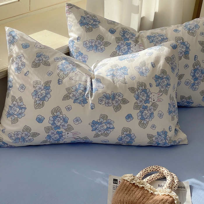 91家纺网 家纺一手货源 找家纺 芷凡家纺 2025新款水洗棉双层纱四件套 兰兰兔