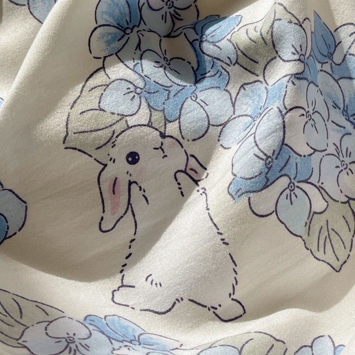 91家纺网 家纺一手货源 找家纺 芷凡家纺 2025新款水洗棉双层纱四件套 兰兰兔