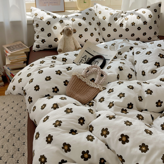 91家纺网 家纺一手货源 找家纺 芷凡家纺 2025新款水洗棉双层纱四件套 栗南微