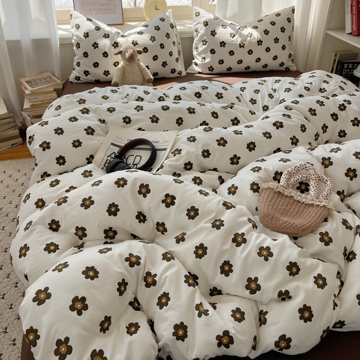 91家纺网 家纺一手货源 找家纺 芷凡家纺 2025新款水洗棉双层纱四件套 栗南微