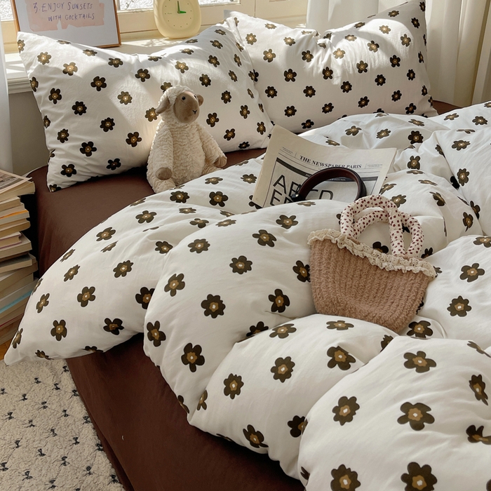 91家纺网 家纺一手货源 找家纺 芷凡家纺 2025新款水洗棉双层纱四件套 栗南微