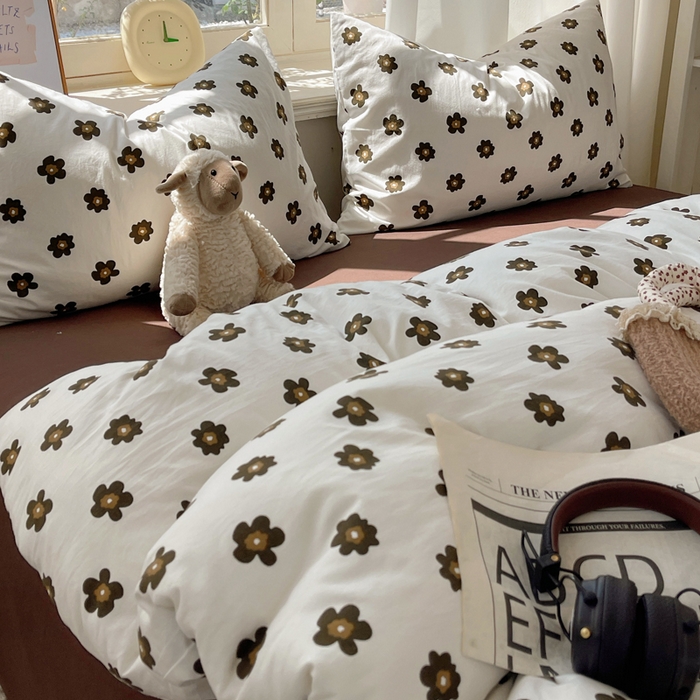 91家纺网 家纺一手货源 找家纺 芷凡家纺 2025新款水洗棉双层纱四件套 栗南微