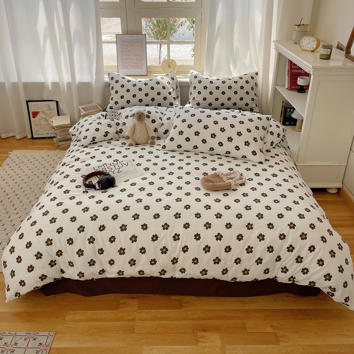 芷凡家纺 2025新款水洗棉双层纱四件套 栗南微