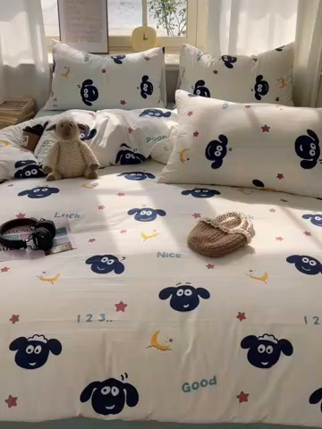 91家纺网 家纺一手货源 找家纺 芷凡家纺 2025新款水洗棉双层纱四件套 暖洋洋