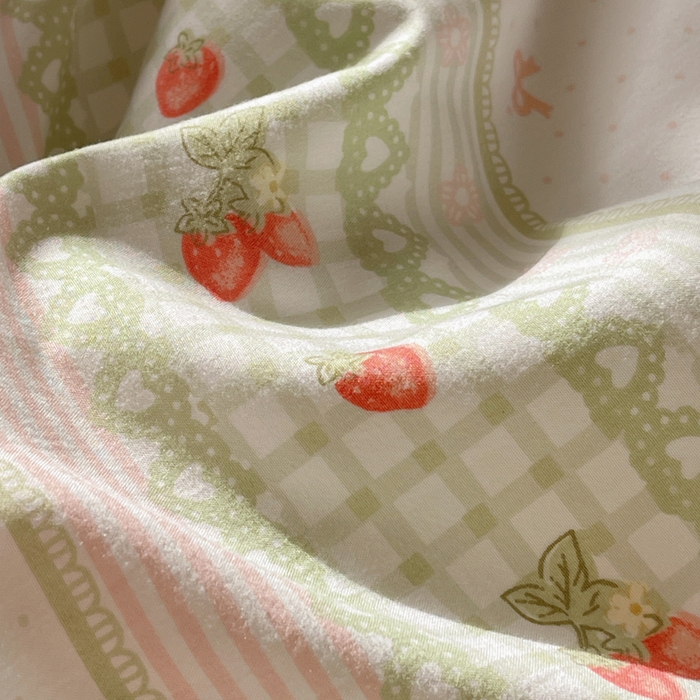 91家纺网 家纺一手货源 找家纺 芷凡家纺 2025新款水洗棉双层纱四件套 亲亲草莓