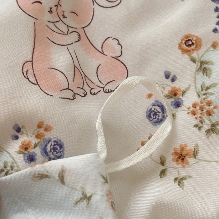 91家纺网 家纺一手货源 找家纺 芷凡家纺 2025新款水洗棉双层纱四件套 淑女兔