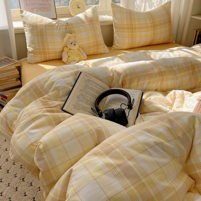 91家纺网 家纺一手货源 找家纺 芷凡家纺 2025新款水洗棉双层纱四件套 希格文