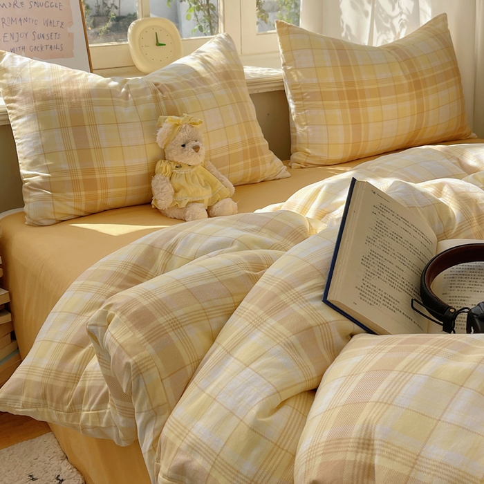 91家纺网 家纺一手货源 找家纺 芷凡家纺 2025新款水洗棉双层纱四件套 希格文