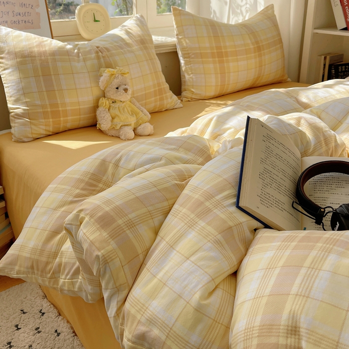 91家纺网 家纺一手货源 找家纺 芷凡家纺 2025新款水洗棉双层纱四件套 希格文