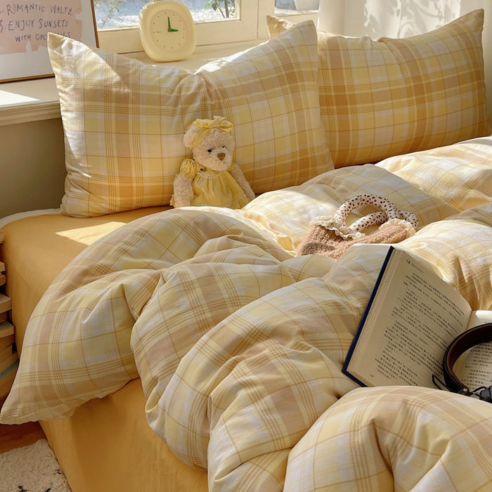 91家纺网 家纺一手货源 找家纺 芷凡家纺 2025新款水洗棉双层纱四件套 希格文