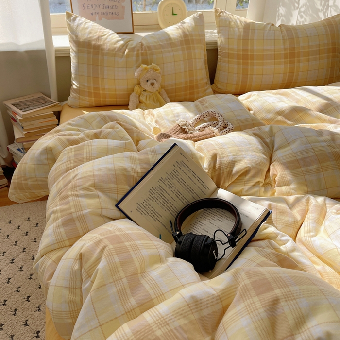 91家纺网 家纺一手货源 找家纺 芷凡家纺 2025新款水洗棉双层纱四件套 希格文