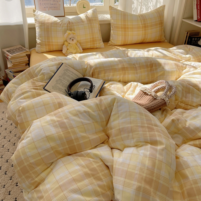 91家纺网 家纺一手货源 找家纺 芷凡家纺 2025新款水洗棉双层纱四件套 希格文