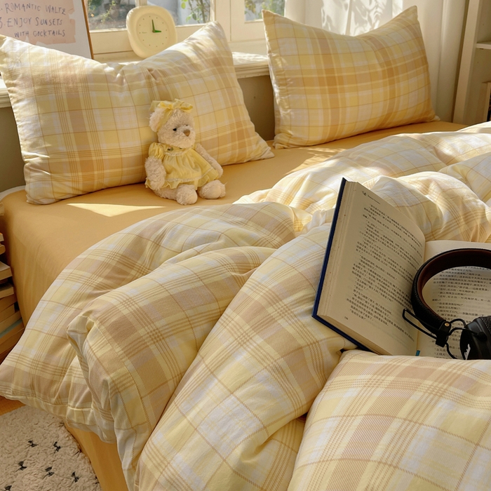 91家纺网 家纺一手货源 找家纺 芷凡家纺 2025新款水洗棉双层纱四件套 希格文