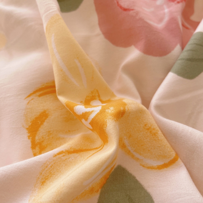 91家纺网 家纺一手货源 找家纺 芷凡家纺 2025新款水洗棉双层纱四件套 叶语阑珊