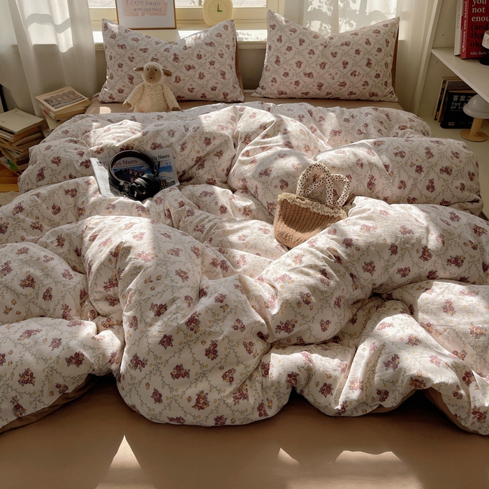 91家纺网 家纺一手货源 找家纺 芷凡家纺 2025新款水洗棉双层纱四件套 依美莎