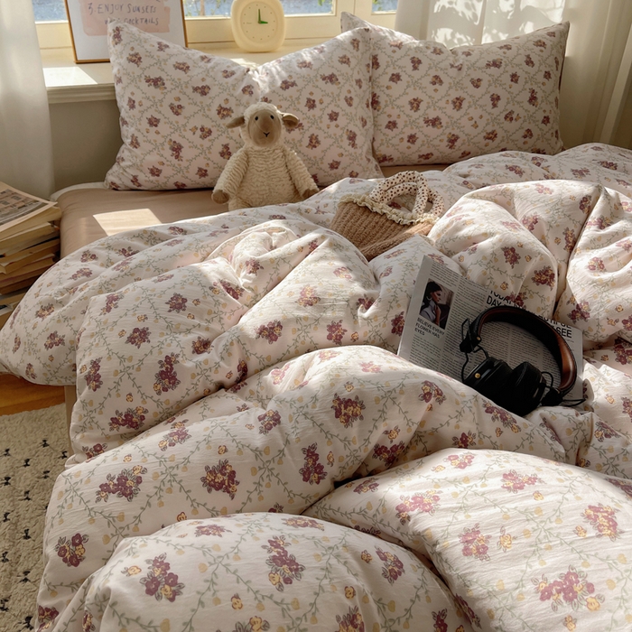 91家纺网 家纺一手货源 找家纺 芷凡家纺 2025新款水洗棉双层纱四件套 依美莎