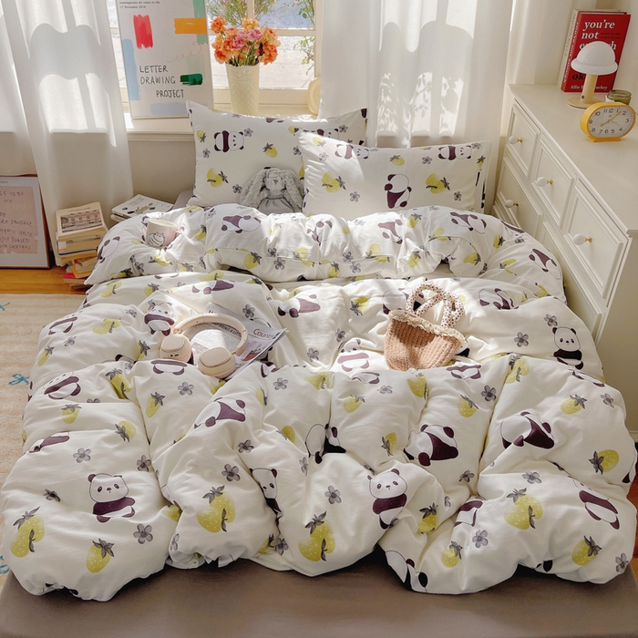 芷凡家纺 2025新款水洗棉双层纱四件套 爱你熊宝