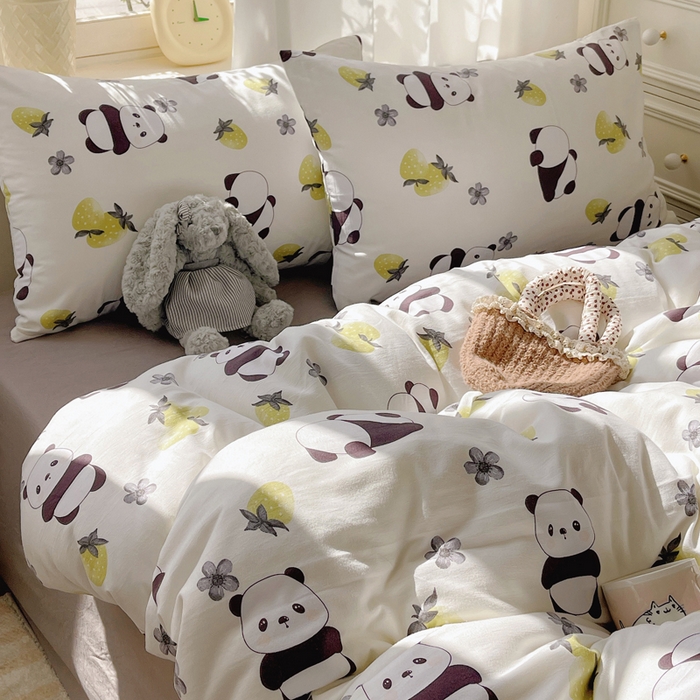 91家纺网 家纺一手货源 找家纺 芷凡家纺 2025新款水洗棉双层纱四件套 爱你熊宝