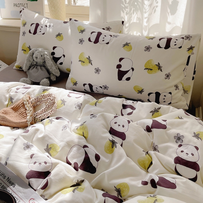 91家纺网 家纺一手货源 找家纺 芷凡家纺 2025新款水洗棉双层纱四件套 爱你熊宝