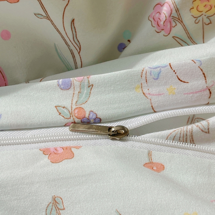 91家纺网 家纺一手货源 找家纺 芷凡家纺 2025新款水洗棉双层纱四件套 缤纷兔