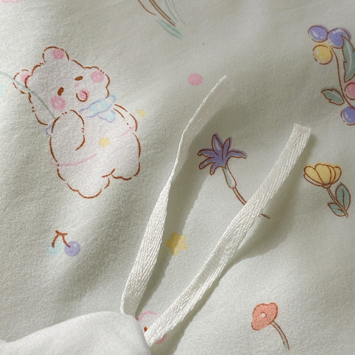 91家纺网 家纺一手货源 找家纺 芷凡家纺 2025新款水洗棉双层纱四件套 缤纷兔