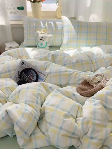 91家纺网 家纺一手货源 找家纺 芷凡家纺 2025新款水洗棉双层纱四件套 格心生活