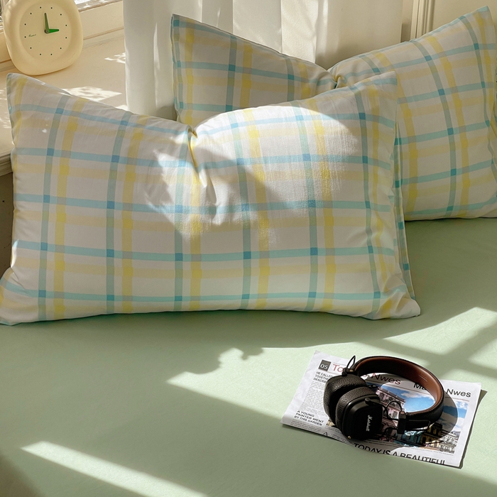 91家纺网 家纺一手货源 找家纺 芷凡家纺 2025新款水洗棉双层纱四件套 格心生活