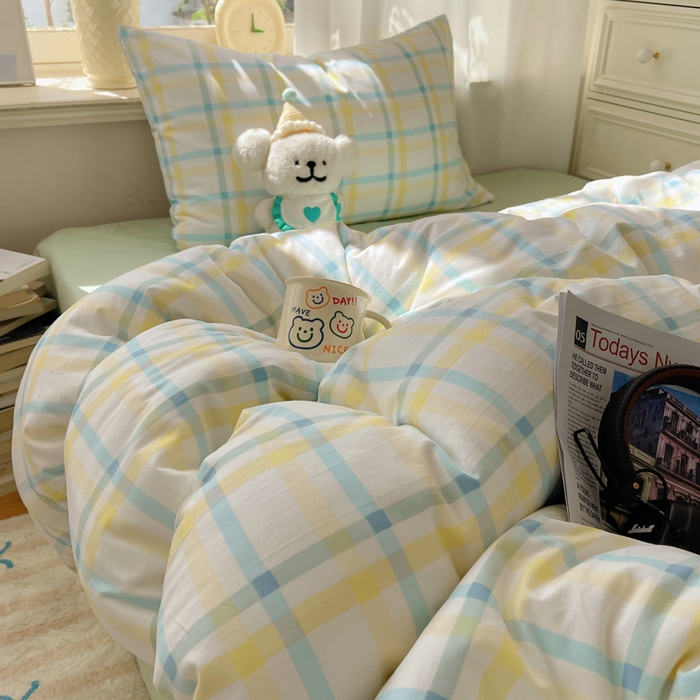 91家纺网 家纺一手货源 找家纺 芷凡家纺 2025新款水洗棉双层纱四件套 格心生活