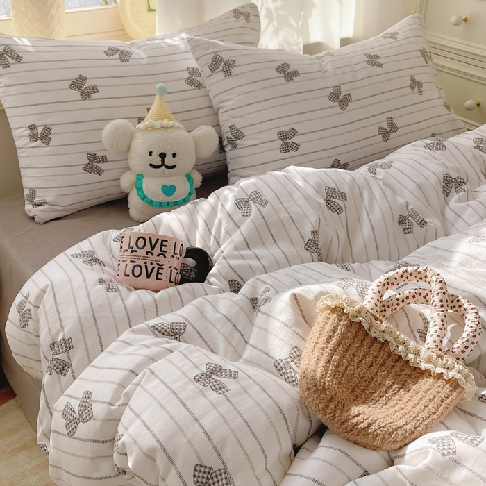 91家纺网 家纺一手货源 找家纺 芷凡家纺 2025新款水洗棉双层纱四件套 蝴蝶梦