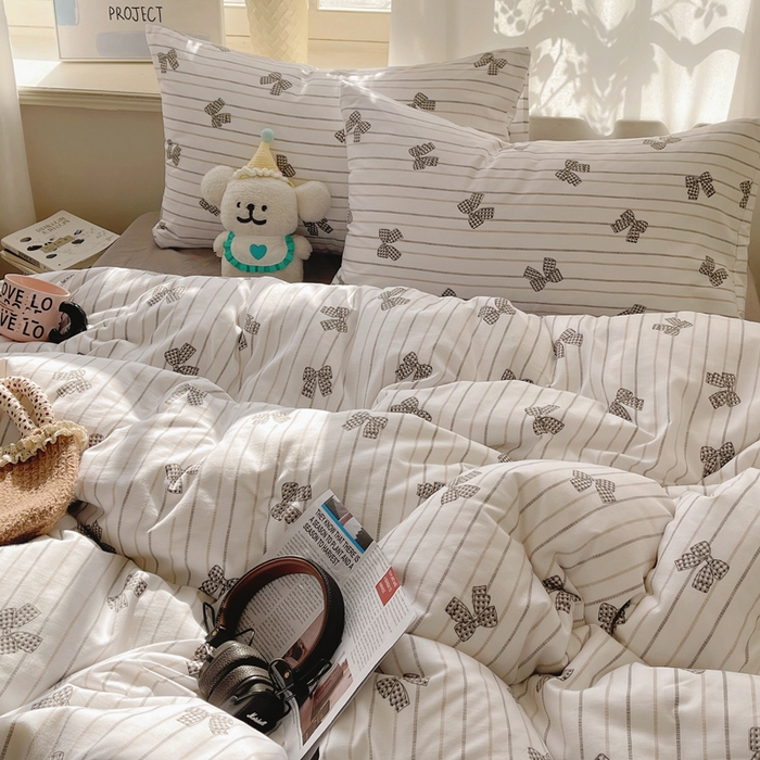 91家纺网 家纺一手货源 找家纺 芷凡家纺 2025新款水洗棉双层纱四件套 蝴蝶梦