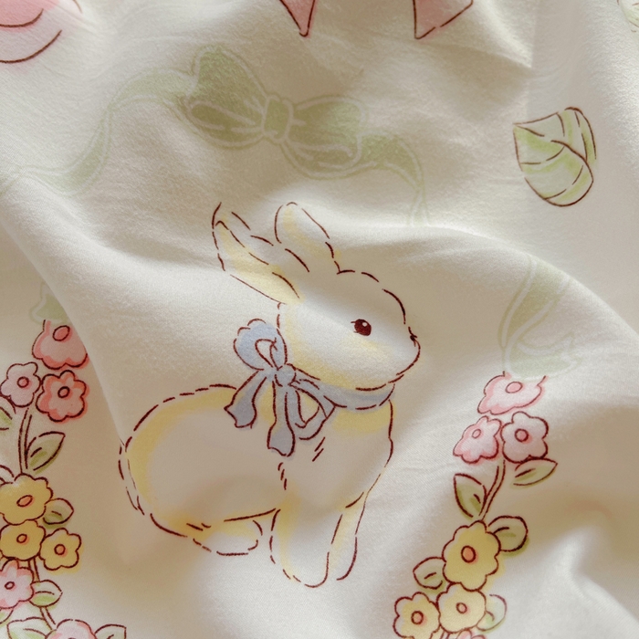 91家纺网 家纺一手货源 找家纺 芷凡家纺 2025新款水洗棉双层纱四件套 莫莉兔