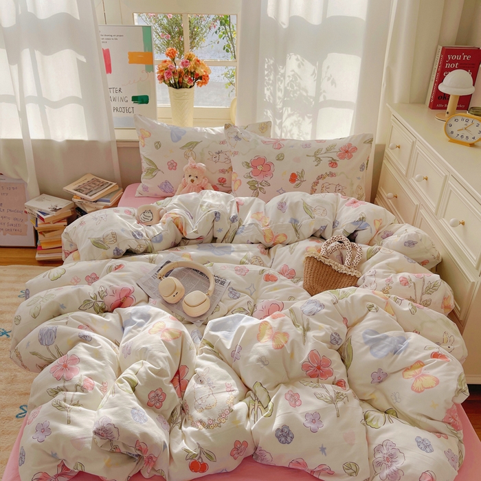 芷凡家纺 2025新款水洗棉双层纱四件套 莫莉兔