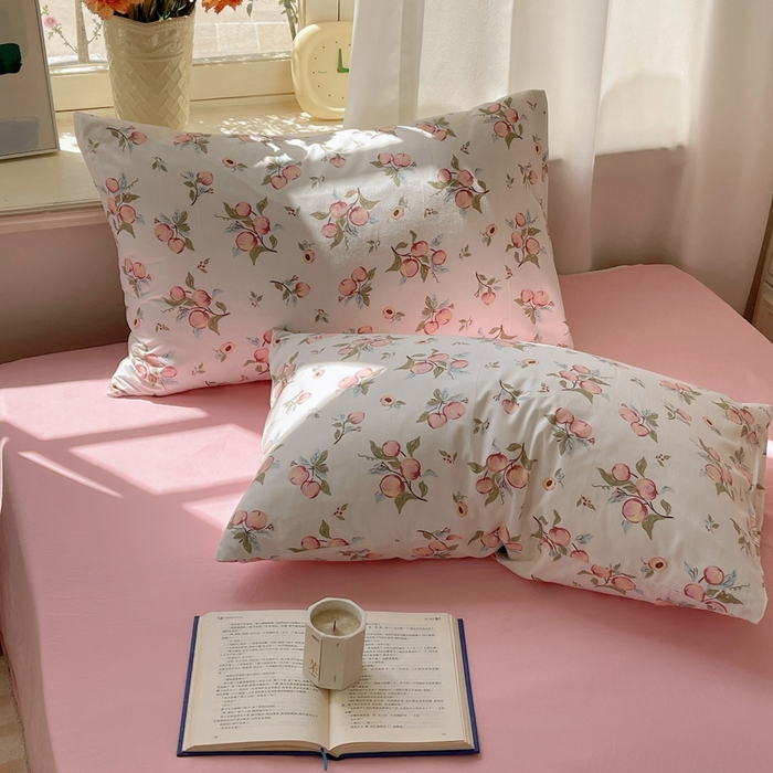 91家纺网 家纺一手货源 找家纺 芷凡家纺 2025新款水洗棉双层纱四件套 清新粉桃