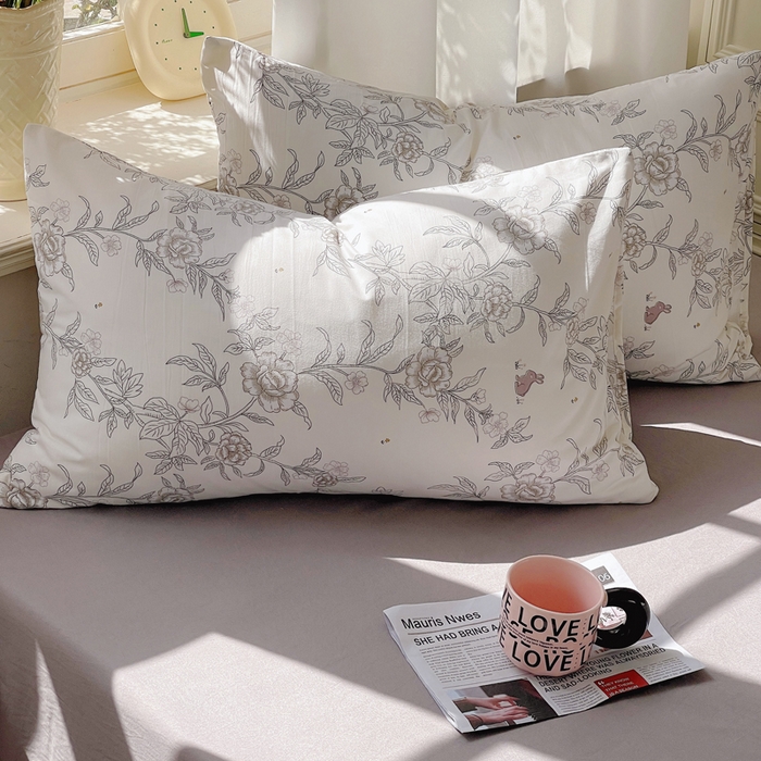 91家纺网 家纺一手货源 找家纺 芷凡家纺 2025新款水洗棉双层纱四件套 素馨花恋