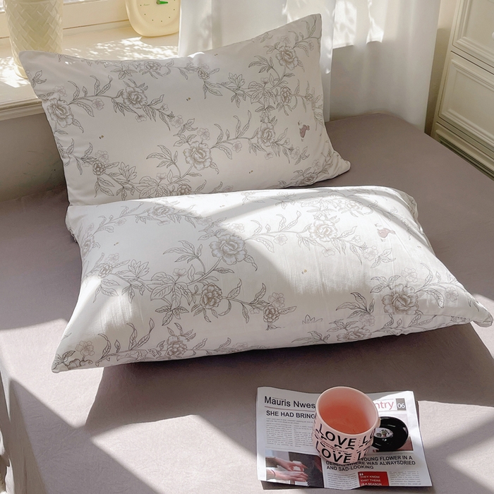 91家纺网 家纺一手货源 找家纺 芷凡家纺 2025新款水洗棉双层纱四件套 素馨花恋