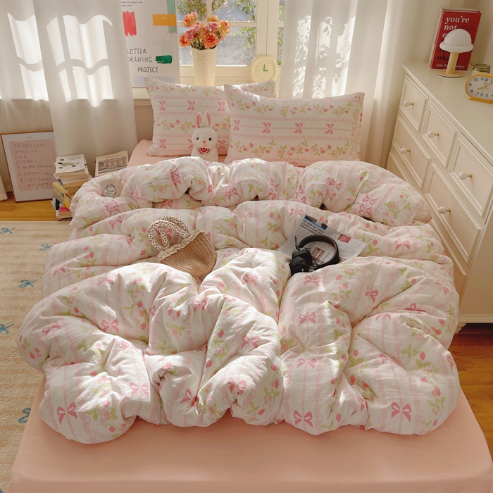 芷凡家纺 2025新款水洗棉双层纱四件套 微风许甜