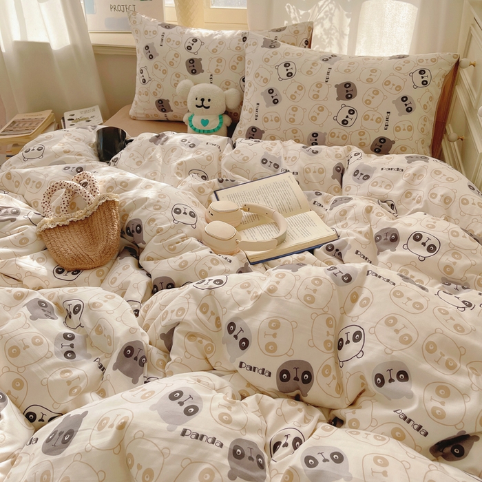 91家纺网 家纺一手货源 找家纺 芷凡家纺 2025新款水洗棉双层纱四件套 小熊联谊