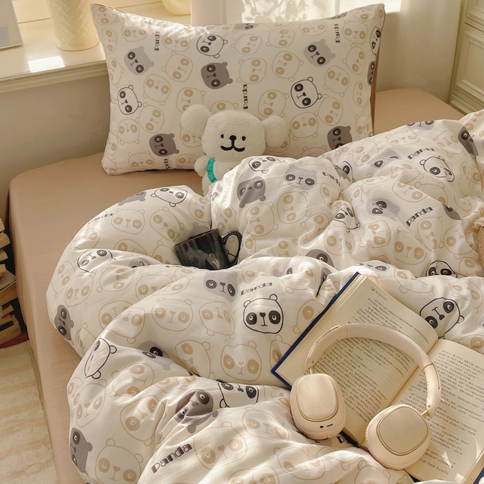 91家纺网 家纺一手货源 找家纺 芷凡家纺 2025新款水洗棉双层纱四件套 小熊联谊