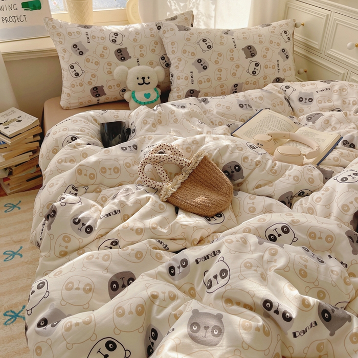 91家纺网 家纺一手货源 找家纺 芷凡家纺 2025新款水洗棉双层纱四件套 小熊联谊