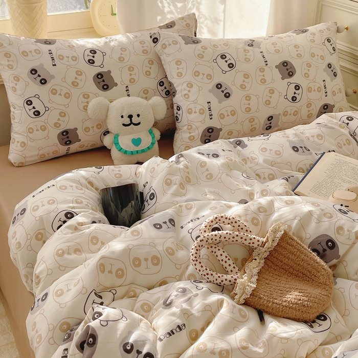 91家纺网 家纺一手货源 找家纺 芷凡家纺 2025新款水洗棉双层纱四件套 小熊联谊