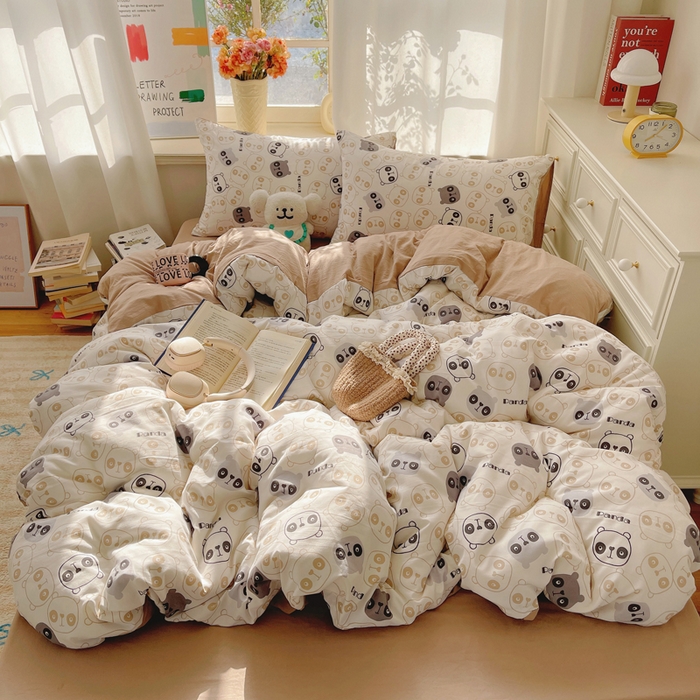 芷凡家纺 2025新款水洗棉双层纱四件套 小熊联谊