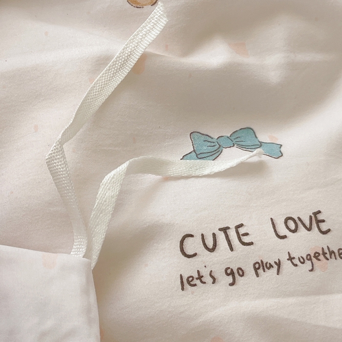 91家纺网 家纺一手货源 找家纺 芷凡家纺 2025新款水洗棉双层纱四件套 熊宝乐园