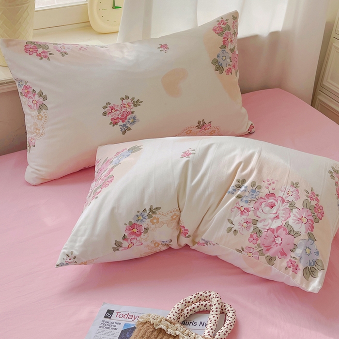 91家纺网 家纺一手货源 找家纺 芷凡家纺 2025新款水洗棉双层纱四件套 悦夏花季