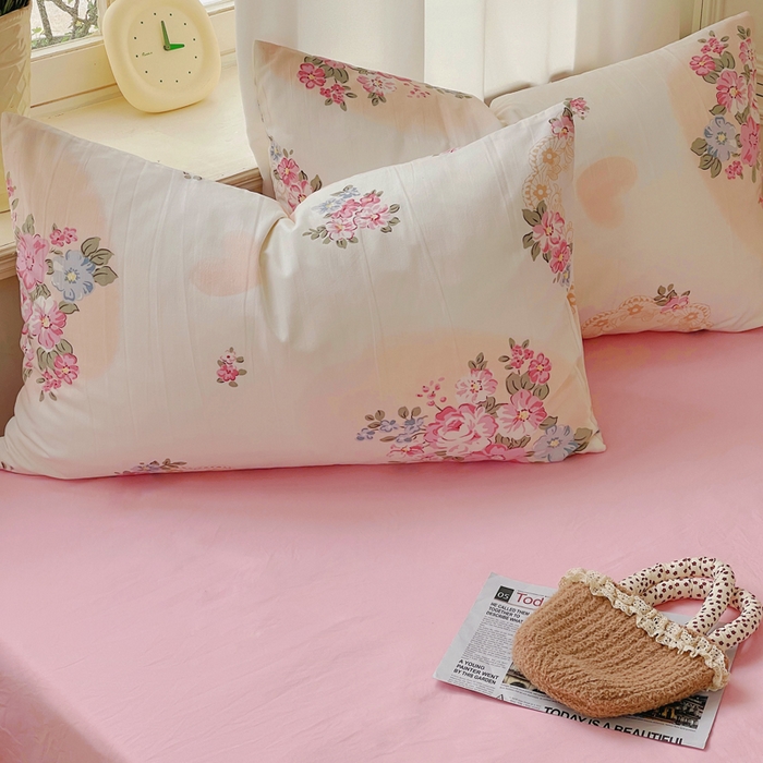 91家纺网 家纺一手货源 找家纺 芷凡家纺 2025新款水洗棉双层纱四件套 悦夏花季