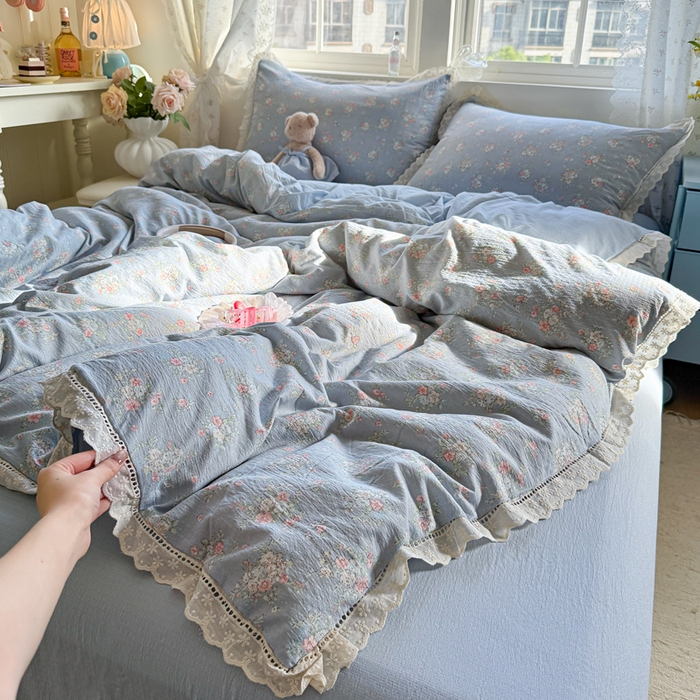 91家纺网 家纺一手货源 找家纺 （总）Mata蔓塔家 2025新款云感双层纱全棉镂空花边四件套