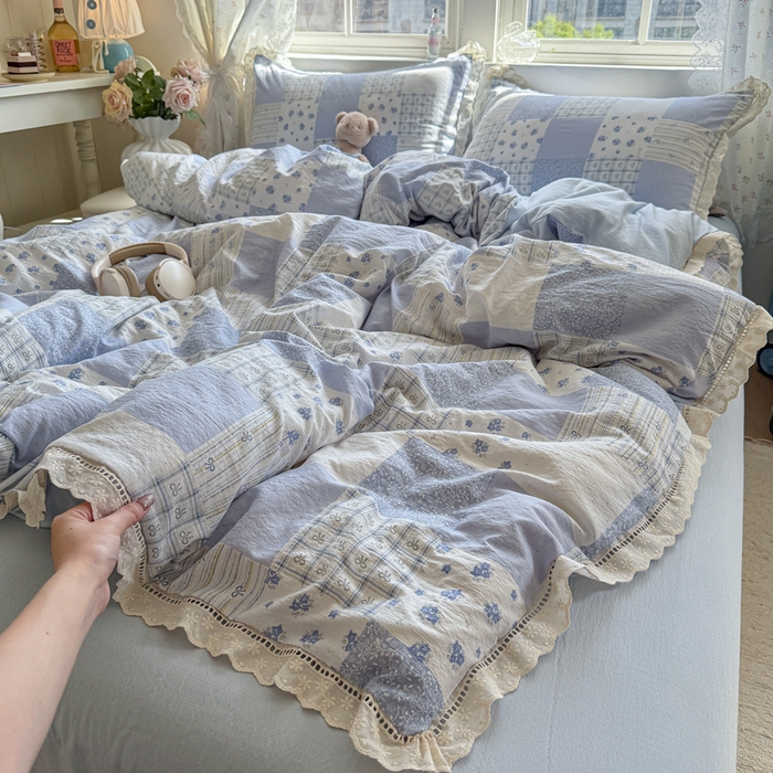 91家纺网 家纺一手货源 找家纺 （总）Mata蔓塔家 2025新款云感双层纱全棉镂空花边四件套