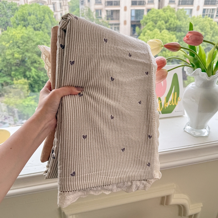 91家纺网 家纺一手货源 找家纺 Mata蔓塔家 2025新款云感双层纱全棉镂空花边四件套 咖啡豆