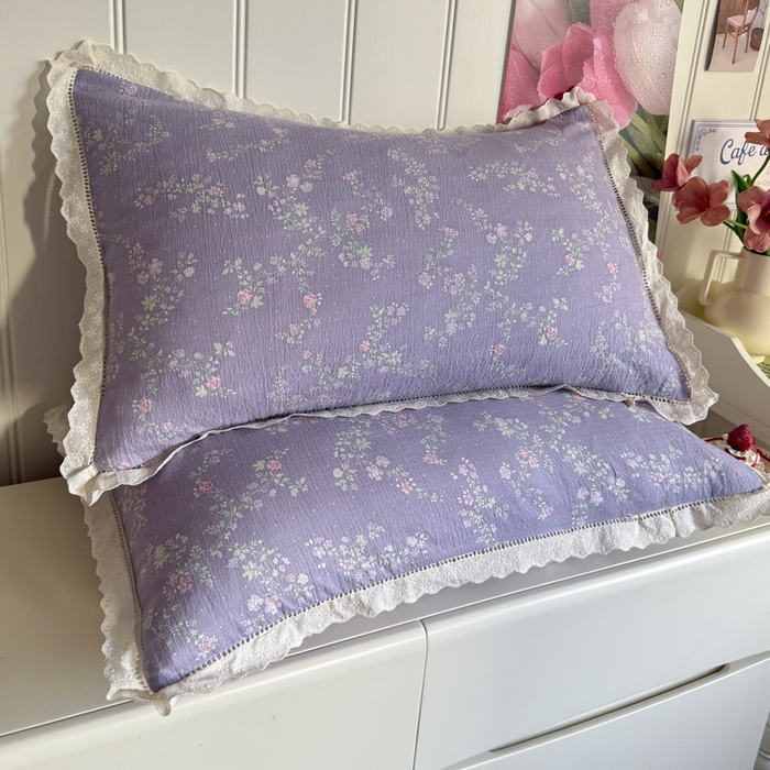 91家纺网 家纺一手货源 找家纺 Mata蔓塔家 2025新款云感双层纱全棉镂空花边四件套 梦境低语