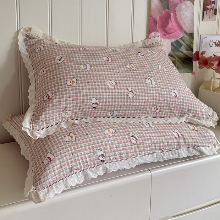 91家纺网 家纺一手货源 找家纺 Mata蔓塔家 2025新款云感双层纱全棉镂空花边四件套 山楂西高地