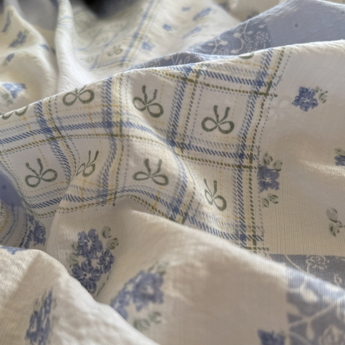 91家纺网 家纺一手货源 找家纺 Mata蔓塔家 2025新款云感双层纱全棉镂空花边四件套 田园诗